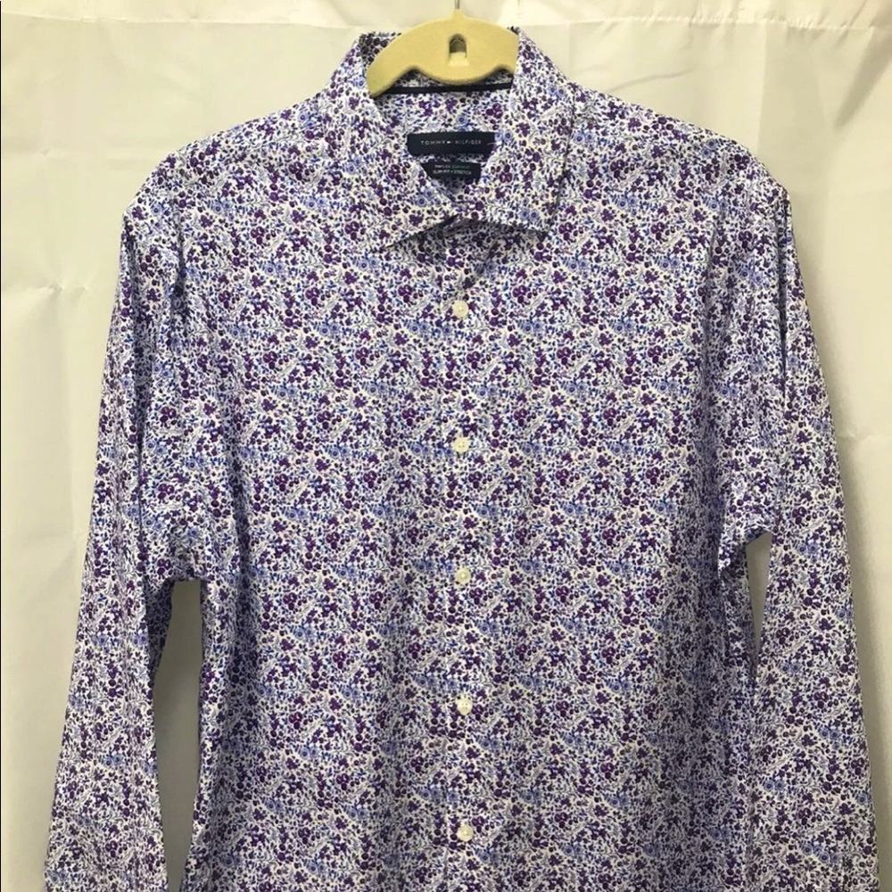 Tommy Hilfiger Floral Button Down Dress Shirt Size Large